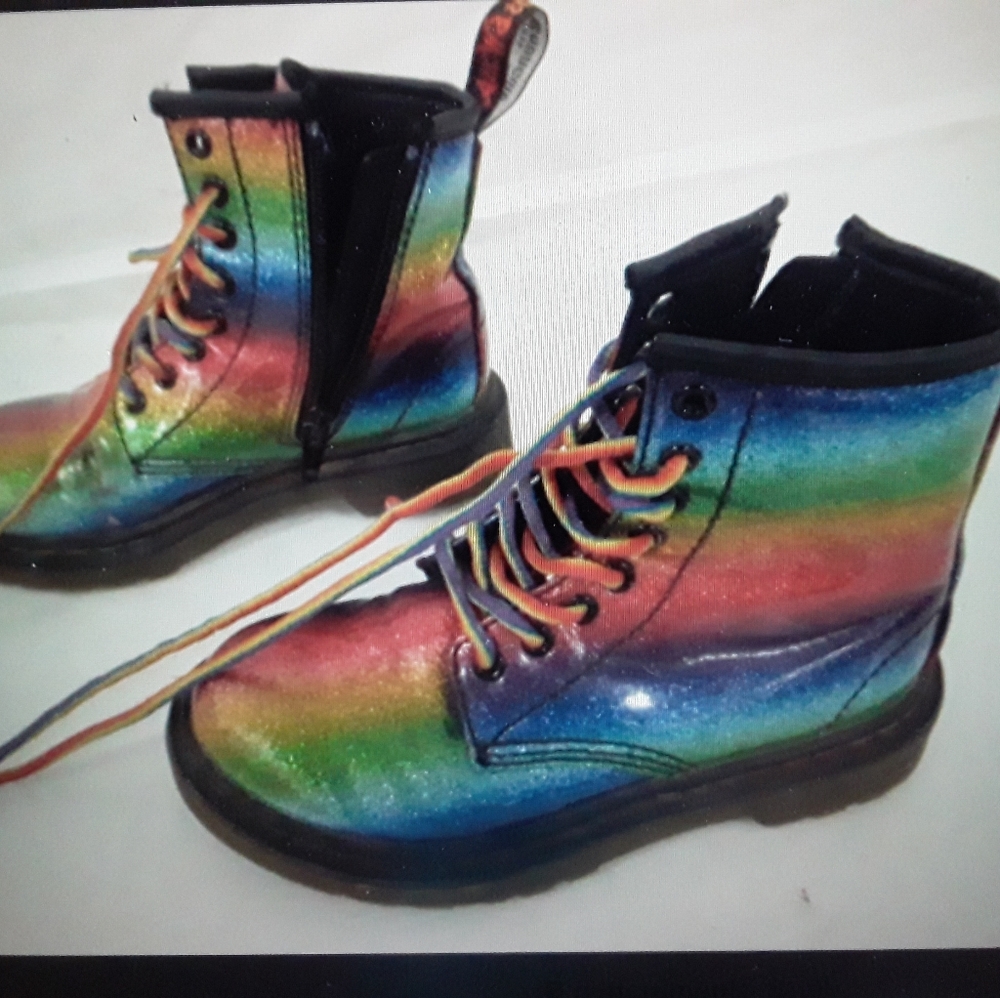 Dr. Marten's Rainbow Ombre Glitter boots; NEW!!
